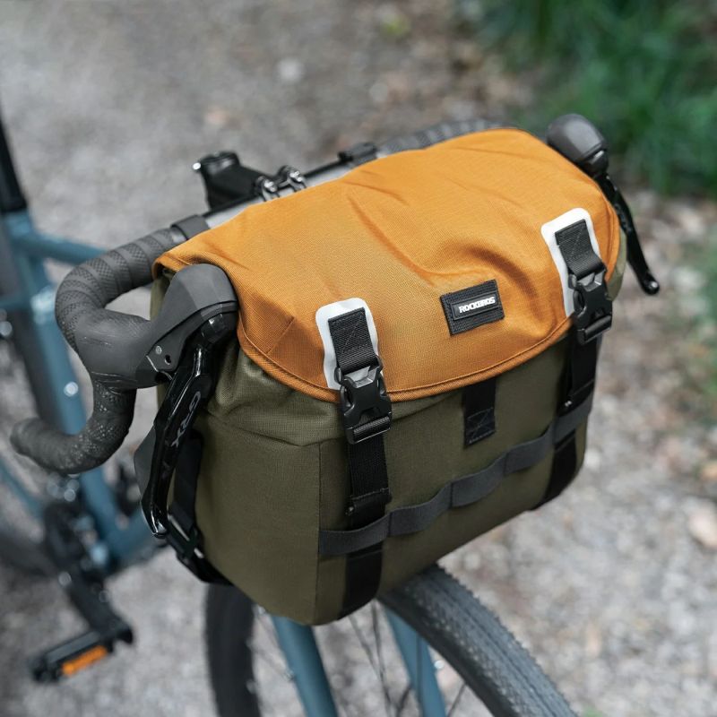 Torba rowerowa Rockbros W019 na kierownicę 13,5-24L - zielono-pomarańczowa - obrazek 6