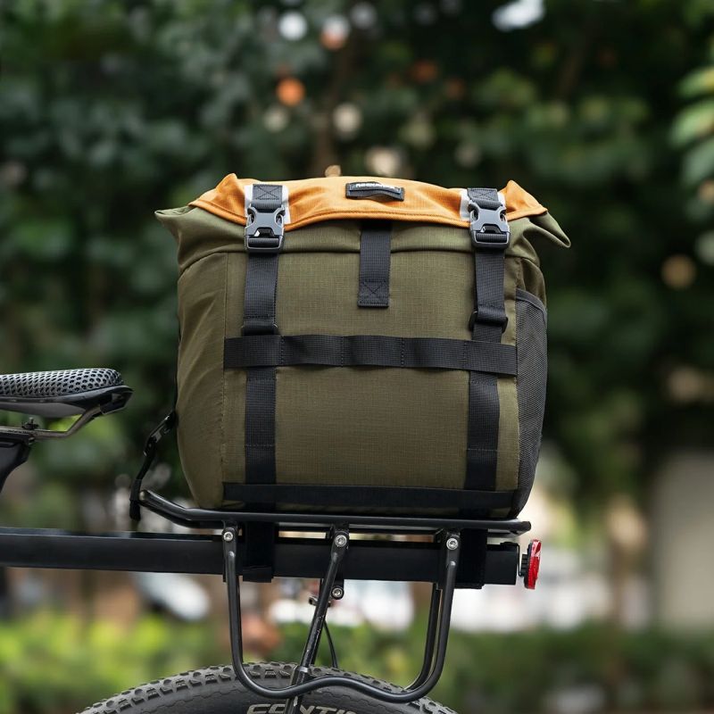 Torba rowerowa Rockbros W019 na kierownicę 13,5-24L - zielono-pomarańczowa - obrazek 8