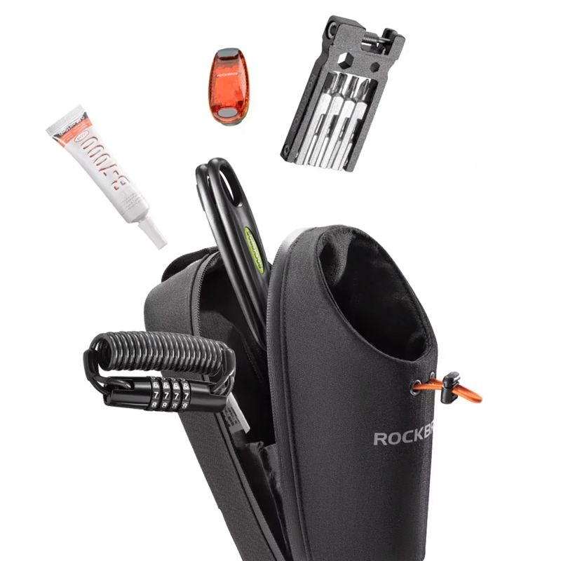 Torba rowerowa Rockbros P002 na kierownicę kompatybilna z hulajnogami i miejskimi rowerami składanymi 1.5L - czarna - obrazek 5