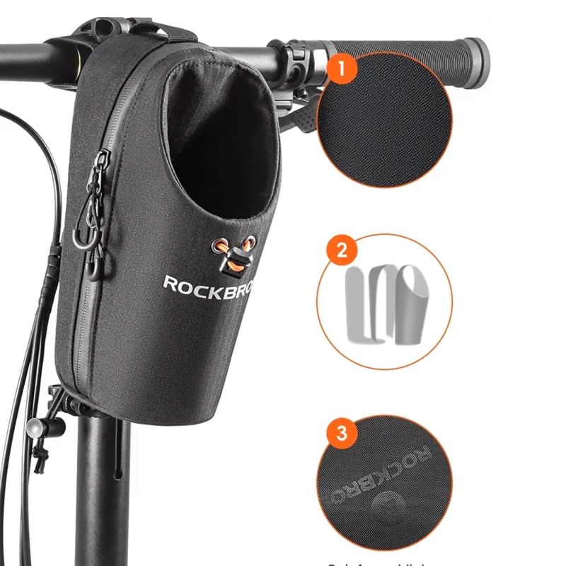 Torba rowerowa Rockbros P002 na kierownicę kompatybilna z hulajnogami i miejskimi rowerami składanymi 1.5L - czarna - obrazek 6
