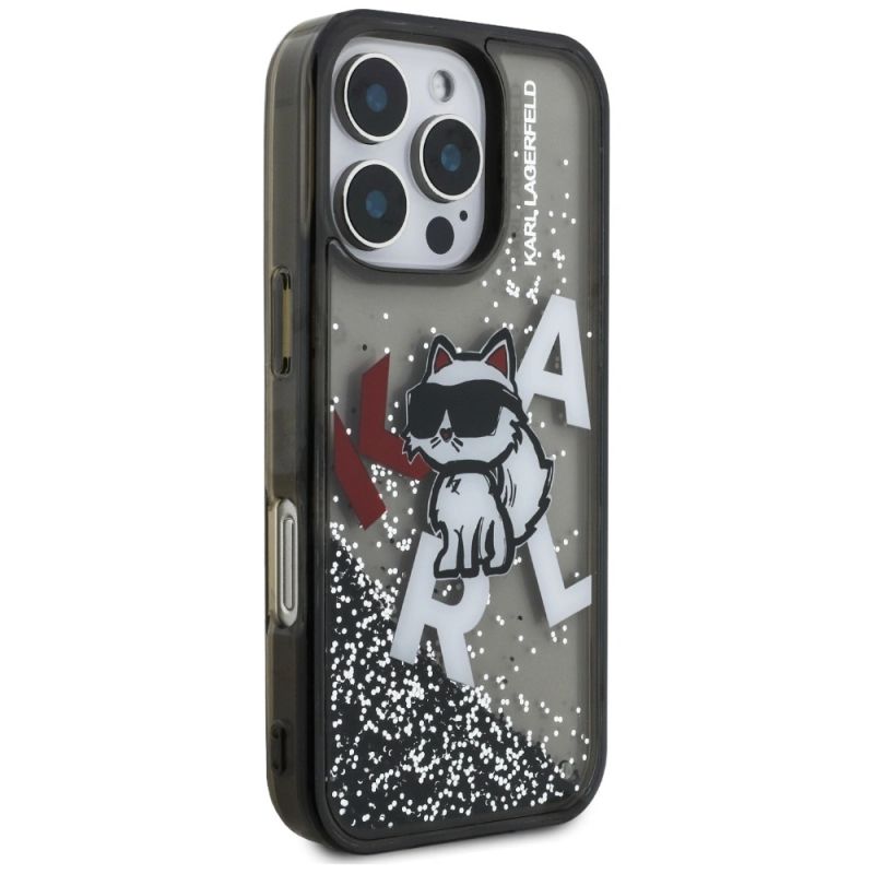 Etui Karl Lagerfeld Liquid Glitter Choupette Logo na iPhone 16 Pro Max - czarne - obrazek 4