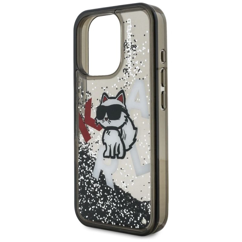 Etui Karl Lagerfeld Liquid Glitter Choupette Logo na iPhone 16 Pro Max - czarne - obrazek 6