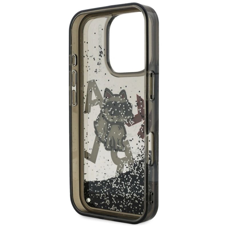 Etui Karl Lagerfeld Liquid Glitter Choupette Logo na iPhone 16 Pro Max - czarne - obrazek 7