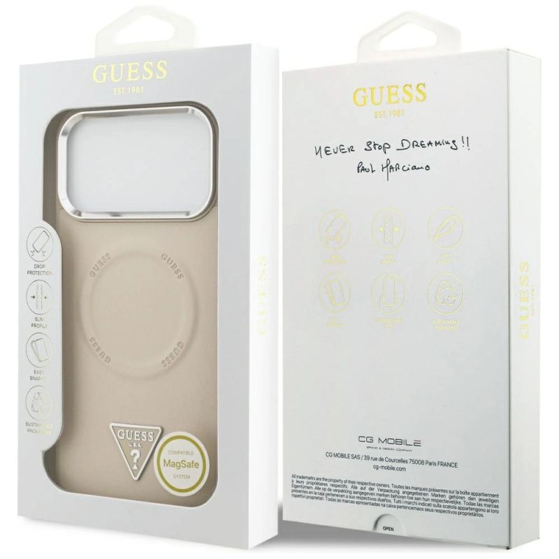 Etui Guess Triangle Logo MagSafe na iPhone 17 Pro - beżowe - obrazek 8