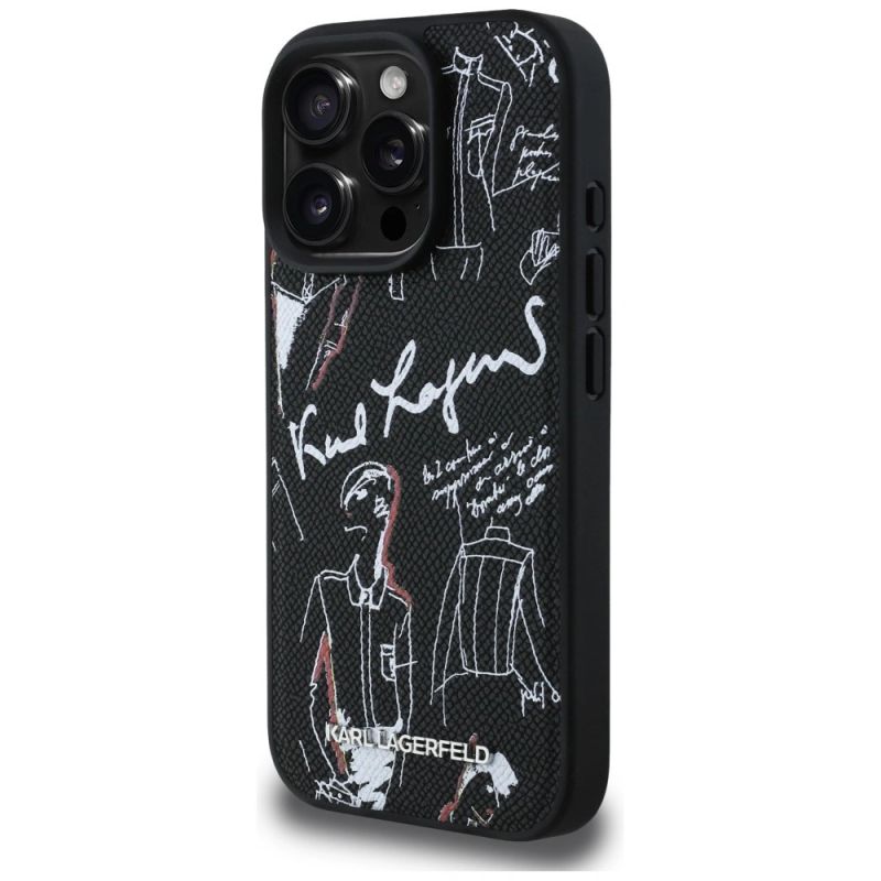Etui Karl Lagerfeld Grained Pattern & Logo MagSafe na iPhone 16 Pro - czarne - obrazek 2