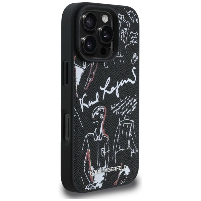 Etui Karl Lagerfeld Grained Pattern & Logo MagSafe na iPhone 16 Pro - czarne - obrazek 4