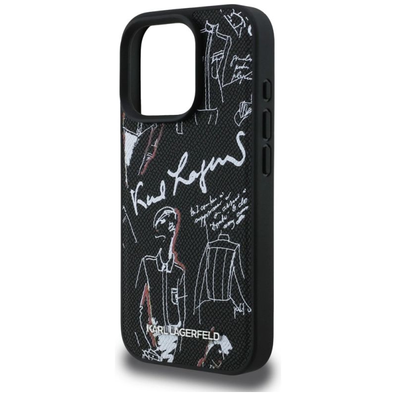 Etui Karl Lagerfeld Grained Pattern & Logo MagSafe na iPhone 16 Pro - czarne - obrazek 6