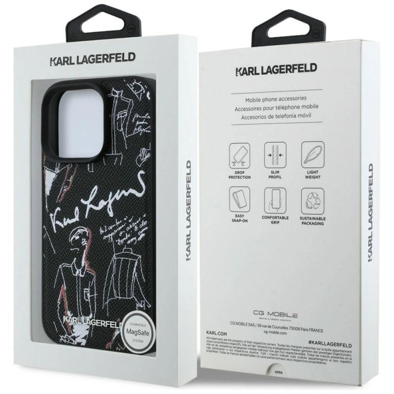 Etui Karl Lagerfeld Grained Pattern & Logo MagSafe na iPhone 16 Pro - czarne - obrazek 8