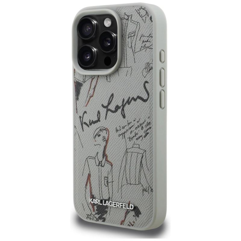 Etui Karl Lagerfeld Grained Pattern & Logo MagSafe na iPhone 16 Pro Max - szare - obrazek 2
