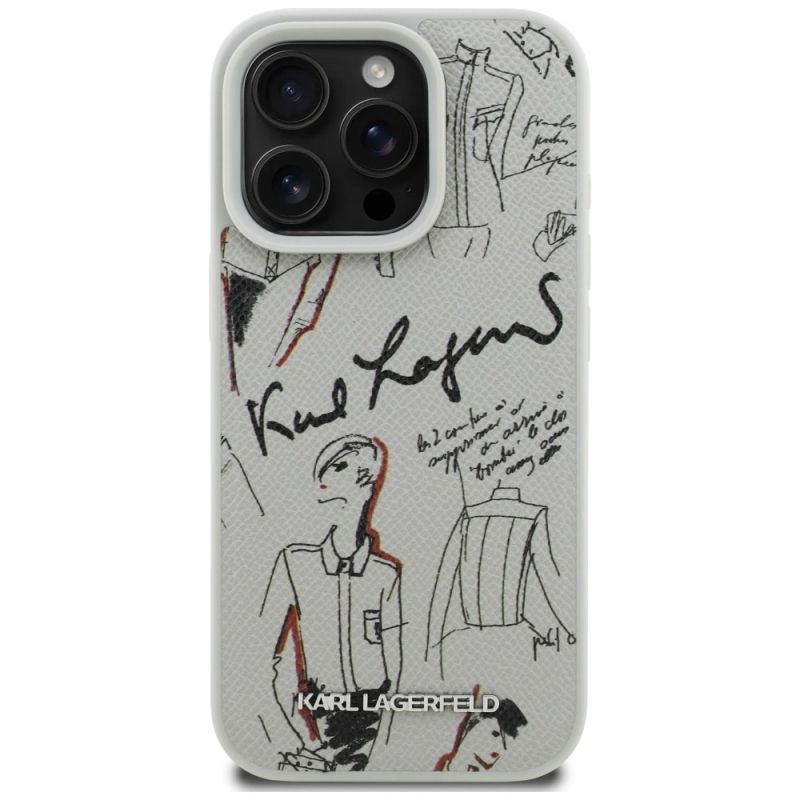 Etui Karl Lagerfeld Grained Pattern & Logo MagSafe na iPhone 16 Pro Max - szare - obrazek 3