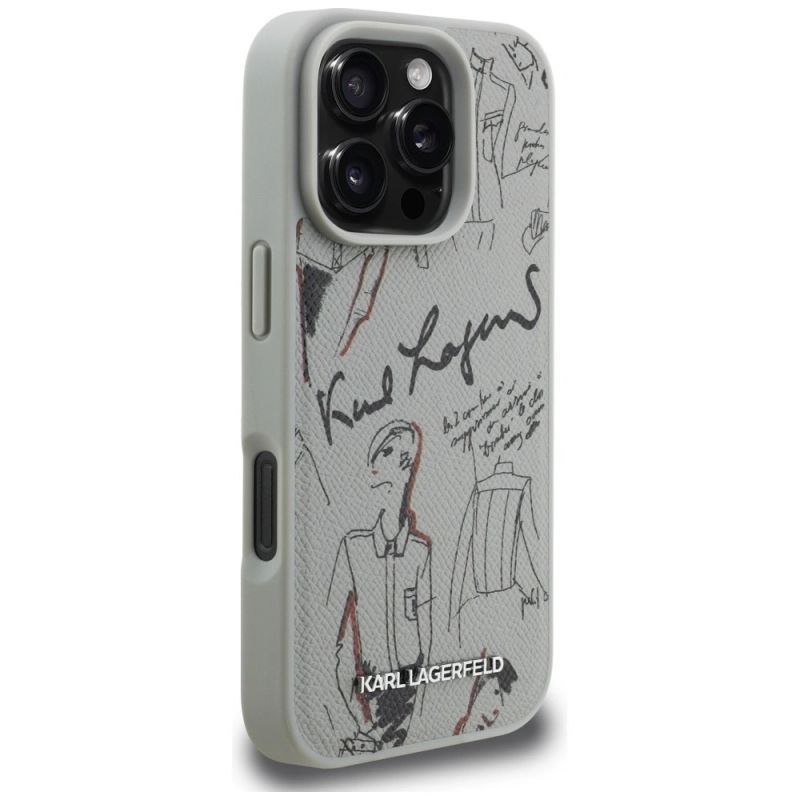 Etui Karl Lagerfeld Grained Pattern & Logo MagSafe na iPhone 16 Pro Max - szare - obrazek 4