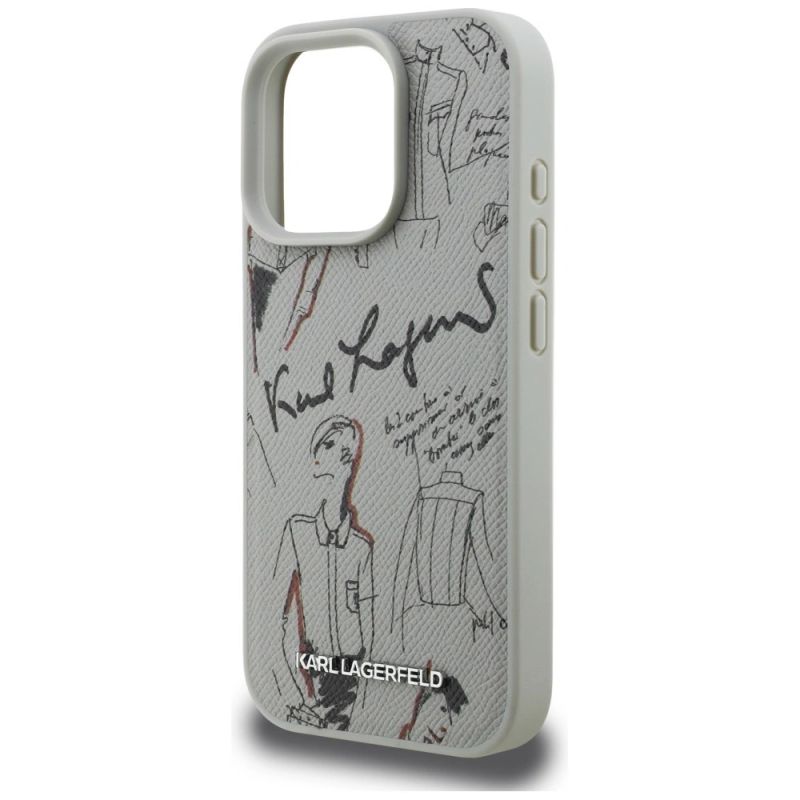 Etui Karl Lagerfeld Grained Pattern & Logo MagSafe na iPhone 16 Pro Max - szare - obrazek 6