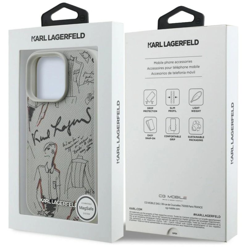 Etui Karl Lagerfeld Grained Pattern & Logo MagSafe na iPhone 16 Pro Max - szare - obrazek 8