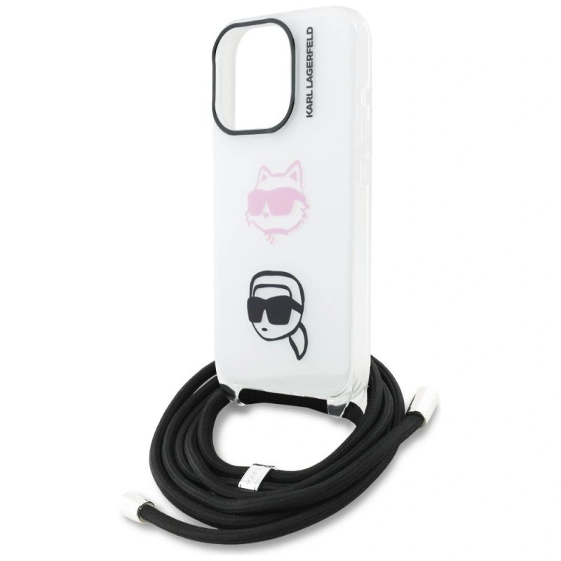 Etui Karl Lagerfeld IML Crossbody Karl&Choupette Head na iPhone 16 Pro Max - białe - obrazek 5