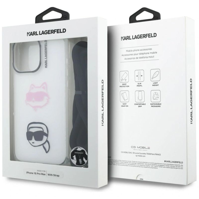 Etui Karl Lagerfeld IML Crossbody Karl&Choupette Head na iPhone 16 Pro Max - białe - obrazek 7