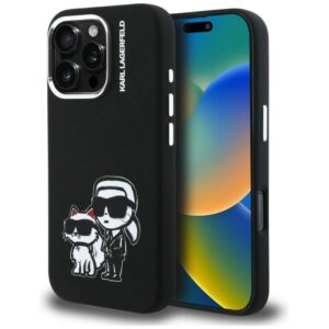 Etui Karl Lagerfeld Silicone Karl&Choupette Sketch MagSafe na iPhone 16 Pro Max - czarne