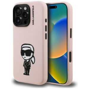 Etui Karl Lagerfeld Silicone Karl Sketch MagSafe na iPhone 16 Pro - różowe