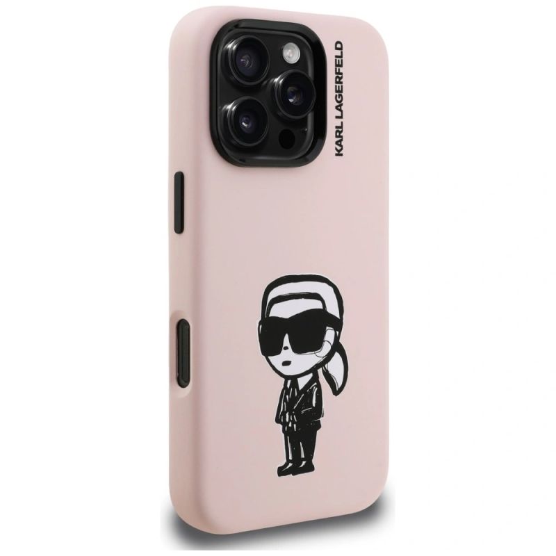 Etui Karl Lagerfeld Silicone Karl Sketch MagSafe na iPhone 16 Pro - różowe - obrazek 4