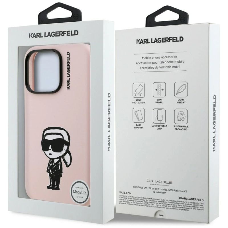 Etui Karl Lagerfeld Silicone Karl Sketch MagSafe na iPhone 16 Pro - różowe - obrazek 8