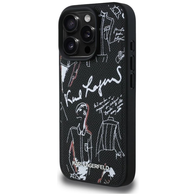 Etui Karl Lagerfeld Grained Pattern & Logo MagSafe na iPhone 16 Pro Max - czarne - obrazek 2