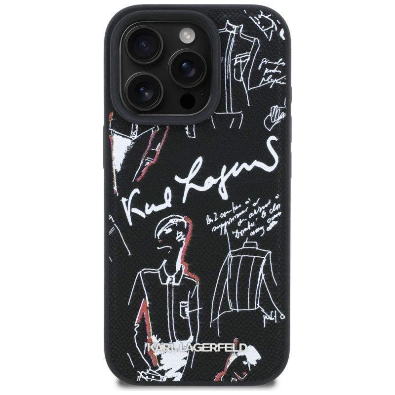 Etui Karl Lagerfeld Grained Pattern & Logo MagSafe na iPhone 16 Pro Max - czarne - obrazek 3