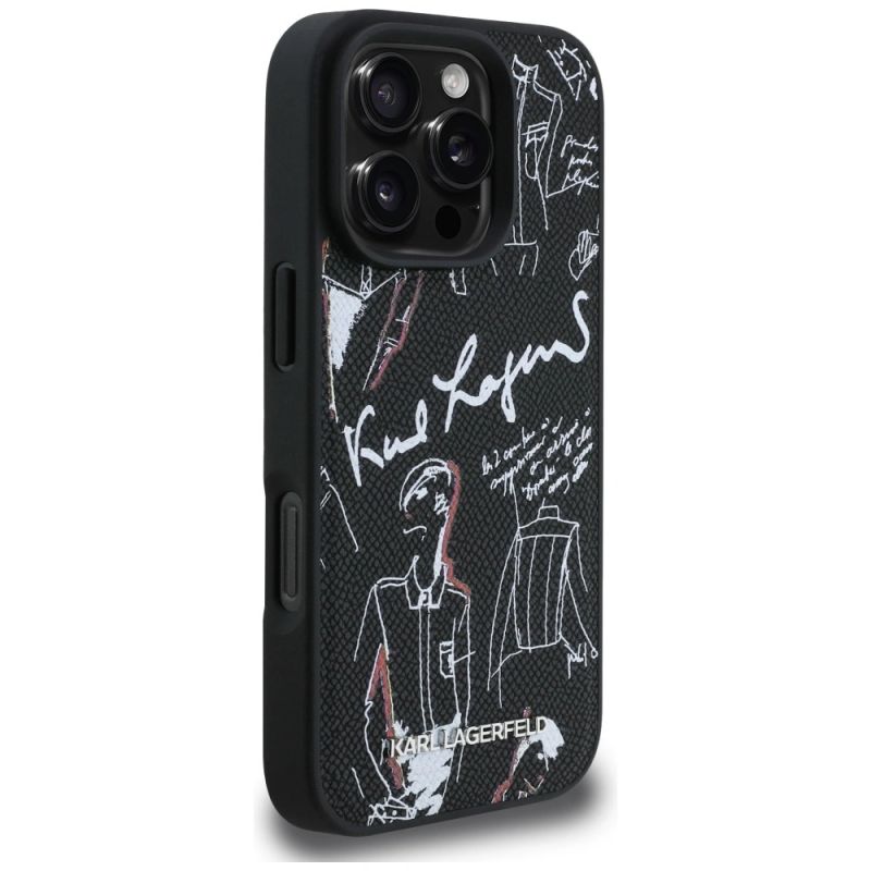 Etui Karl Lagerfeld Grained Pattern & Logo MagSafe na iPhone 16 Pro Max - czarne - obrazek 4