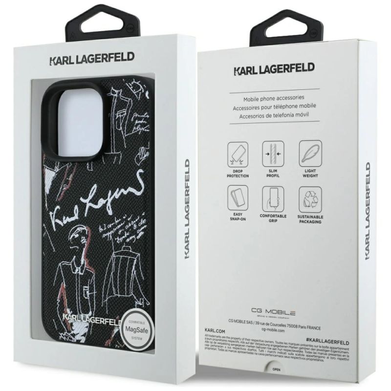 Etui Karl Lagerfeld Grained Pattern & Logo MagSafe na iPhone 16 Pro Max - czarne - obrazek 8