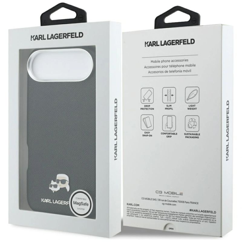 Etui Karl Lagerfeld Karl & Choupette Head Pins Saffiano MagSafe na iPhone Air - czarne - obrazek 8