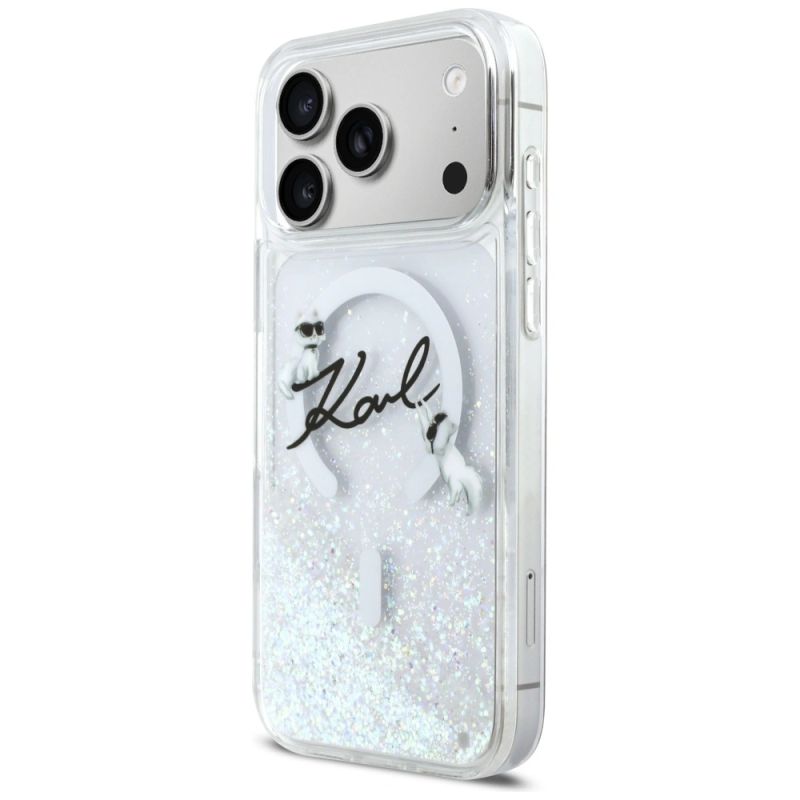 Etui Karl Lagerfeld Liquid Glitter Karl Script Logo MagSafe na iPhone 17 Pro Max - przezroczyste - obrazek 2