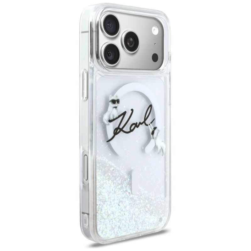 Etui Karl Lagerfeld Liquid Glitter Karl Script Logo MagSafe na iPhone 17 Pro Max - przezroczyste - obrazek 4
