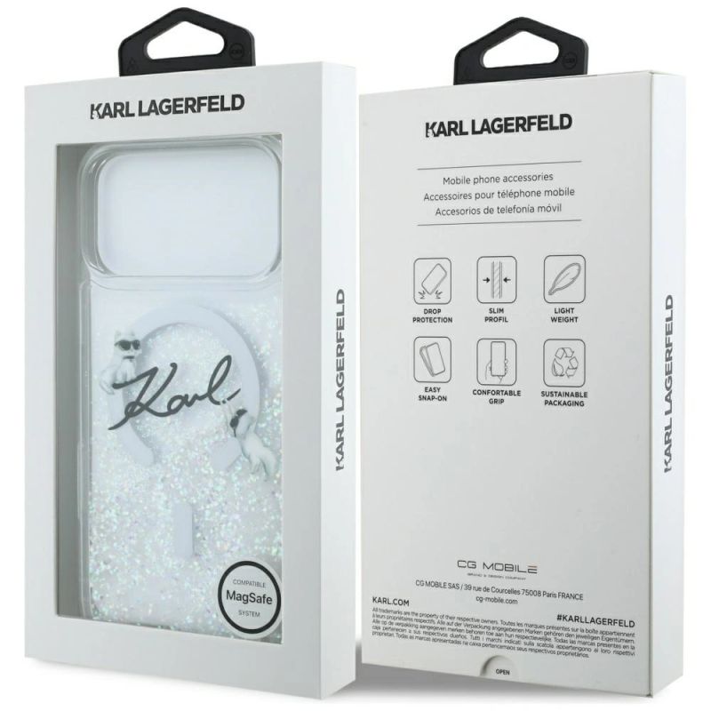Etui Karl Lagerfeld Liquid Glitter Karl Script Logo MagSafe na iPhone 17 Pro Max - przezroczyste - obrazek 8