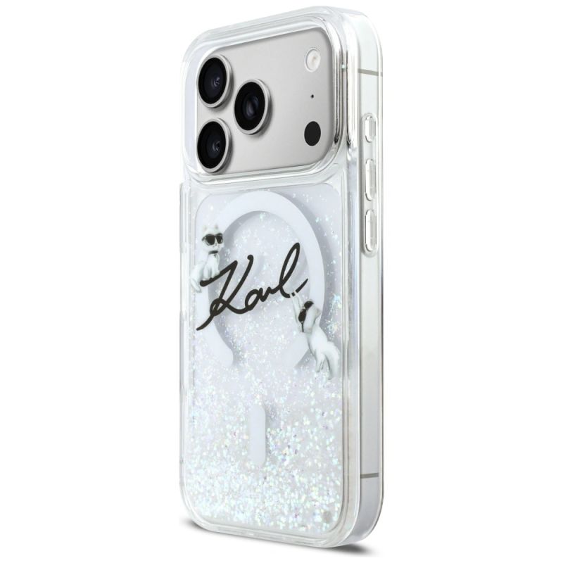 Etui Karl Lagerfeld Liquid Glitter Karl Script Logo MagSafe na iPhone 17 Pro - przezroczyste - obrazek 2