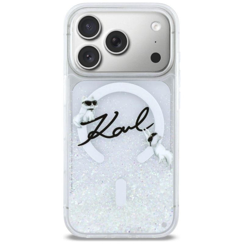 Etui Karl Lagerfeld Liquid Glitter Karl Script Logo MagSafe na iPhone 17 Pro - przezroczyste - obrazek 3