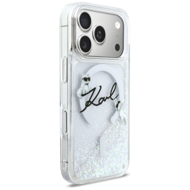 Etui Karl Lagerfeld Liquid Glitter Karl Script Logo MagSafe na iPhone 17 Pro - przezroczyste - obrazek 4