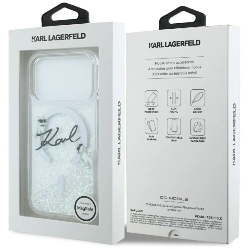 Etui Karl Lagerfeld Liquid Glitter Karl Script Logo MagSafe na iPhone 17 Pro - przezroczyste - obrazek 8