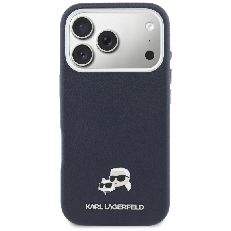 Etui Karl Lagerfeld Karl & Choupette Head Pins Saffiano MagSafe na iPhone 17 Pro - niebieskie - obrazek 3