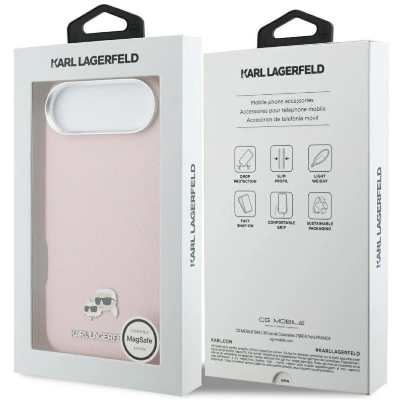 Etui Karl Lagerfeld Karl & Choupette Head Pins Saffiano MagSafe na iPhone Air - różowe - obrazek 8