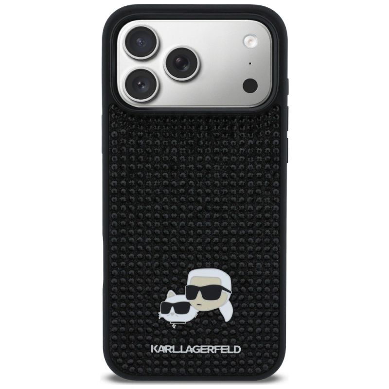 Etui Karl Lagerfeld Rhinestones Karl&Choupette Pin na iPhone 17 Pro Max - czarne - obrazek 3