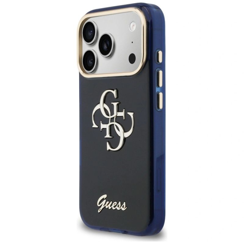 Etui Guess IML 4G Script Metal na iPhone 17 Pro Max - niebieskie - obrazek 2