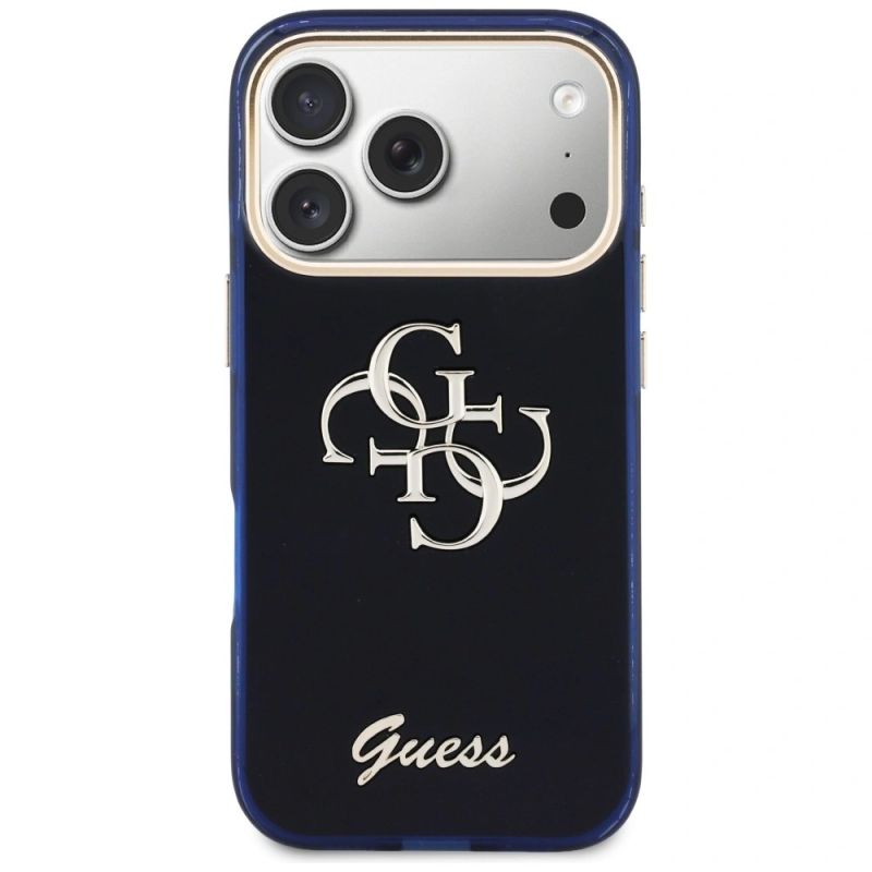 Etui Guess IML 4G Script Metal na iPhone 17 Pro Max - niebieskie - obrazek 3
