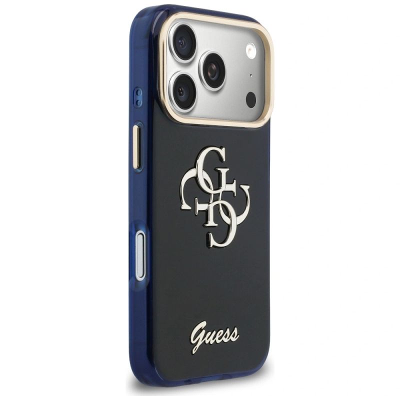 Etui Guess IML 4G Script Metal na iPhone 17 Pro Max - niebieskie - obrazek 4