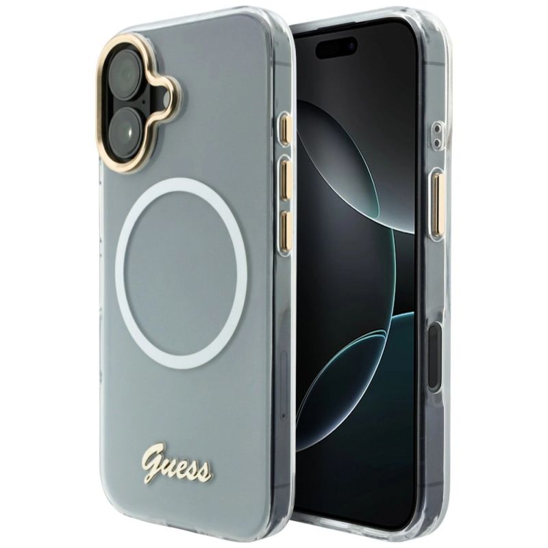 Etui Guess IML Gradient Script Metal MagSafe na iPhone 17 - białe