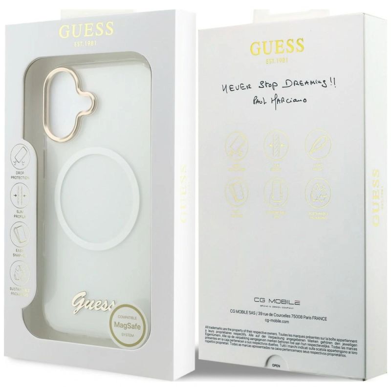 Etui Guess IML Gradient Script Metal MagSafe na iPhone 17 - białe - obrazek 8