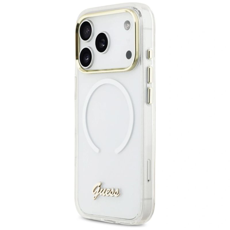 Etui Guess IML Gradient Script Metal MagSafe na iPhone 17 Pro - białe - obrazek 2