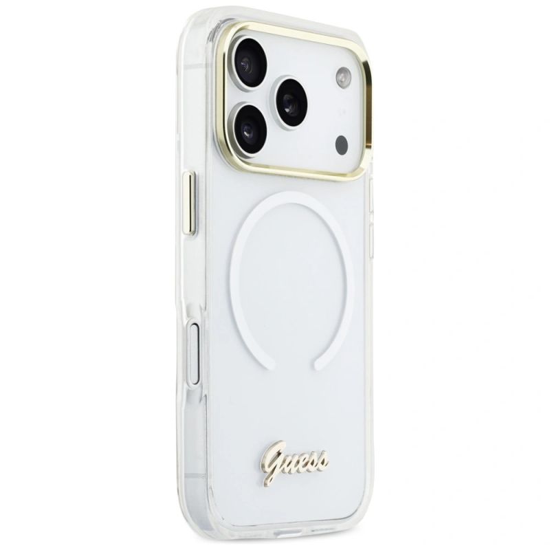 Etui Guess IML Gradient Script Metal MagSafe na iPhone 17 Pro - białe - obrazek 4