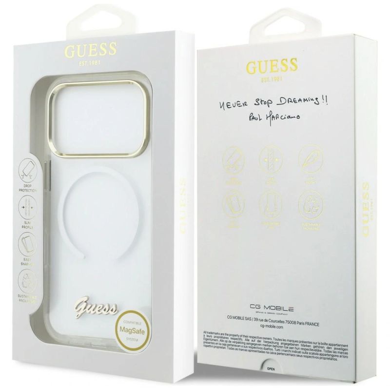 Etui Guess IML Gradient Script Metal MagSafe na iPhone 17 Pro - białe - obrazek 8