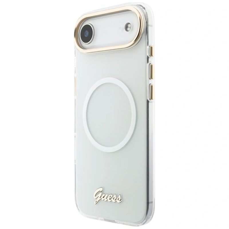 Etui Guess IML Gradient Script Metal MagSafe na iPhone Air - białe - obrazek 3