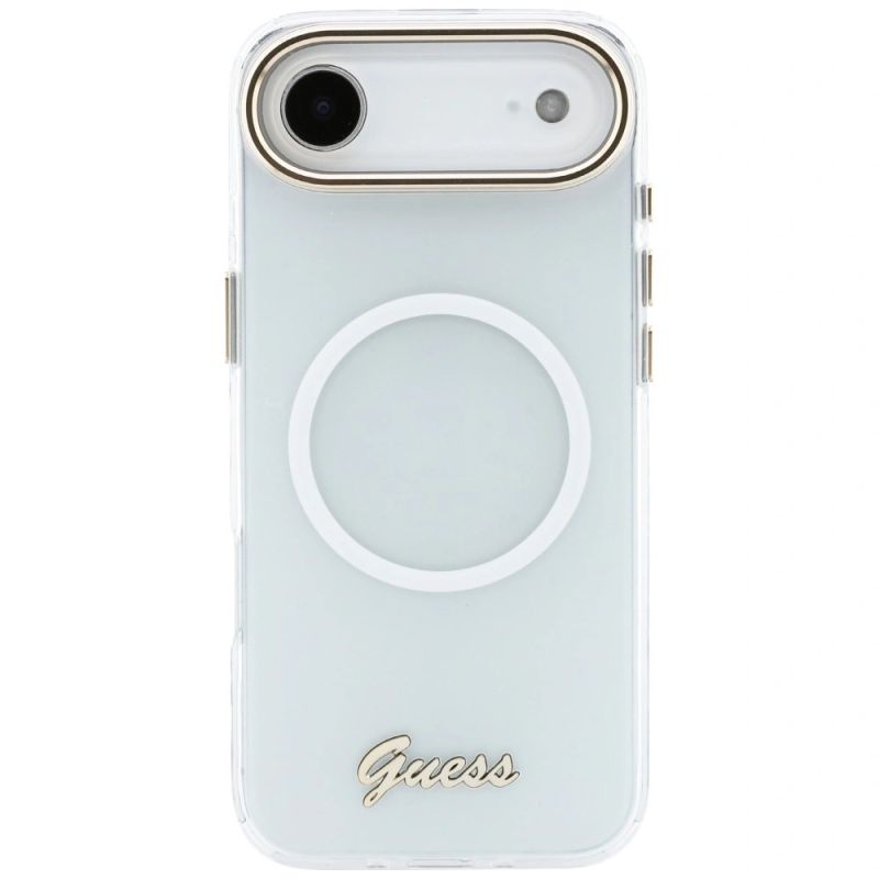Etui Guess IML Gradient Script Metal MagSafe na iPhone Air - białe - obrazek 4