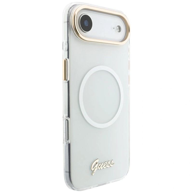 Etui Guess IML Gradient Script Metal MagSafe na iPhone Air - białe - obrazek 5