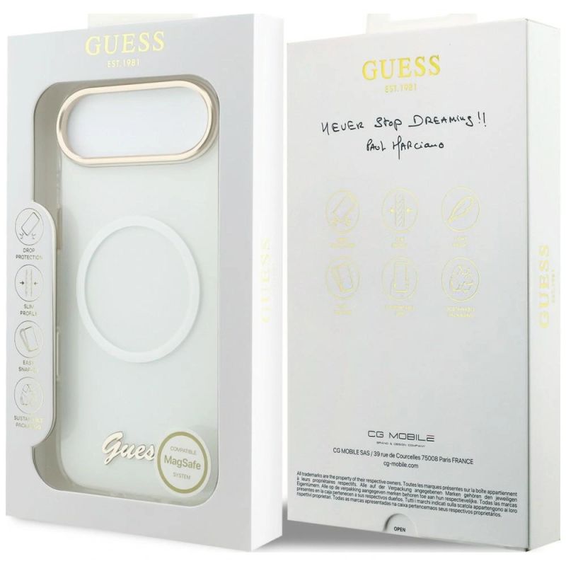 Etui Guess IML Gradient Script Metal MagSafe na iPhone Air - białe - obrazek 9